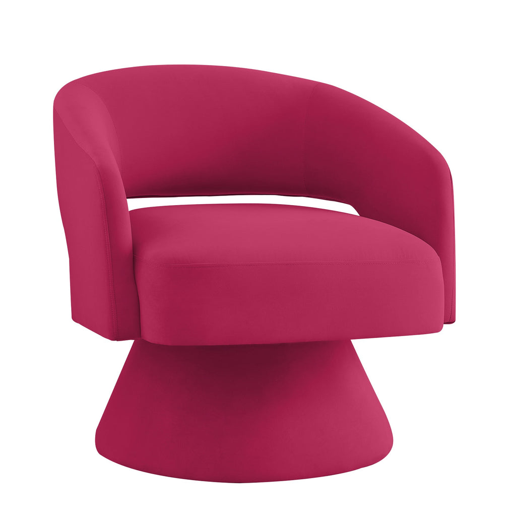 Modern Swivel Barrel Chair, Upholstered Velvet Round  Accent Chairs,360 Degree Comfy Swivel Chair with Open Backrest, Single Chair Armchair for Living Room Bedroom, Homerest, Rose Pink