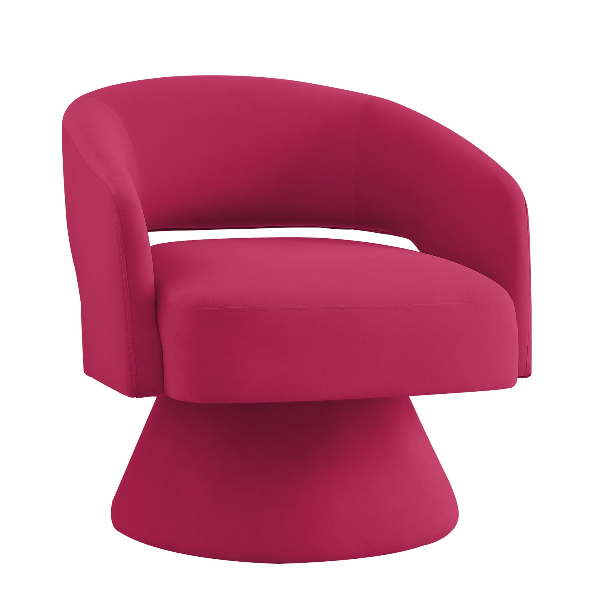 Modern Swivel Barrel Chair, Upholstered Velvet Round  Accent Chairs,360 Degree Comfy Swivel Chair with Open Backrest, Single Chair Armchair for Living Room Bedroom, Homerest, Rose Pink
