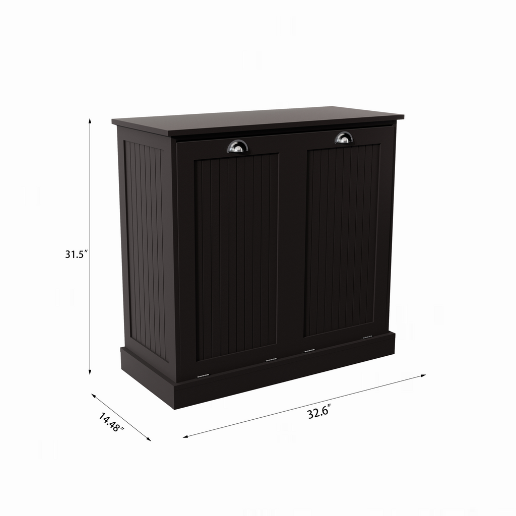 Two-Compartment Tilt-Out Laundry Sorter Cabinet-Black