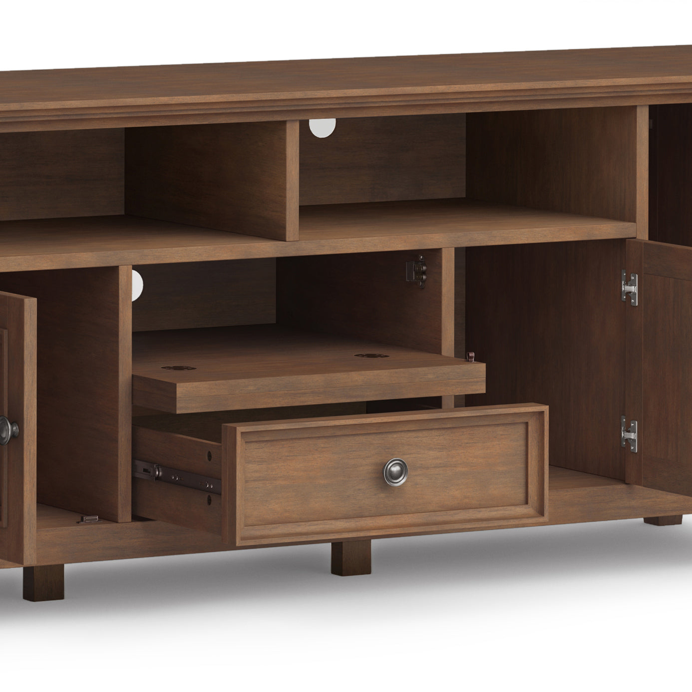 Amherst 72 inch Solid Wood TV Media Stand in Rustic Natural Aged Brown