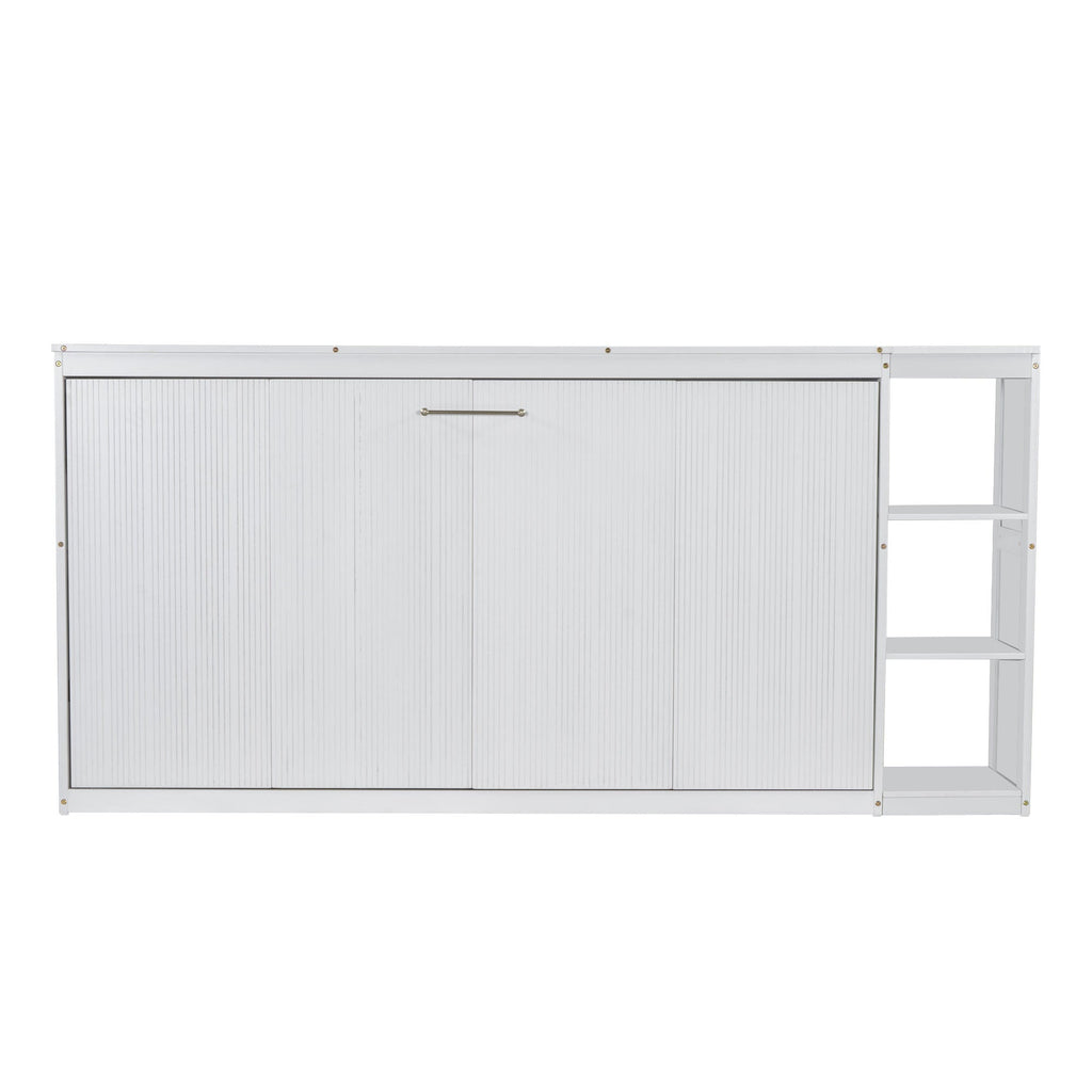 Twin Size Murphy Bed with Bookshelf, White