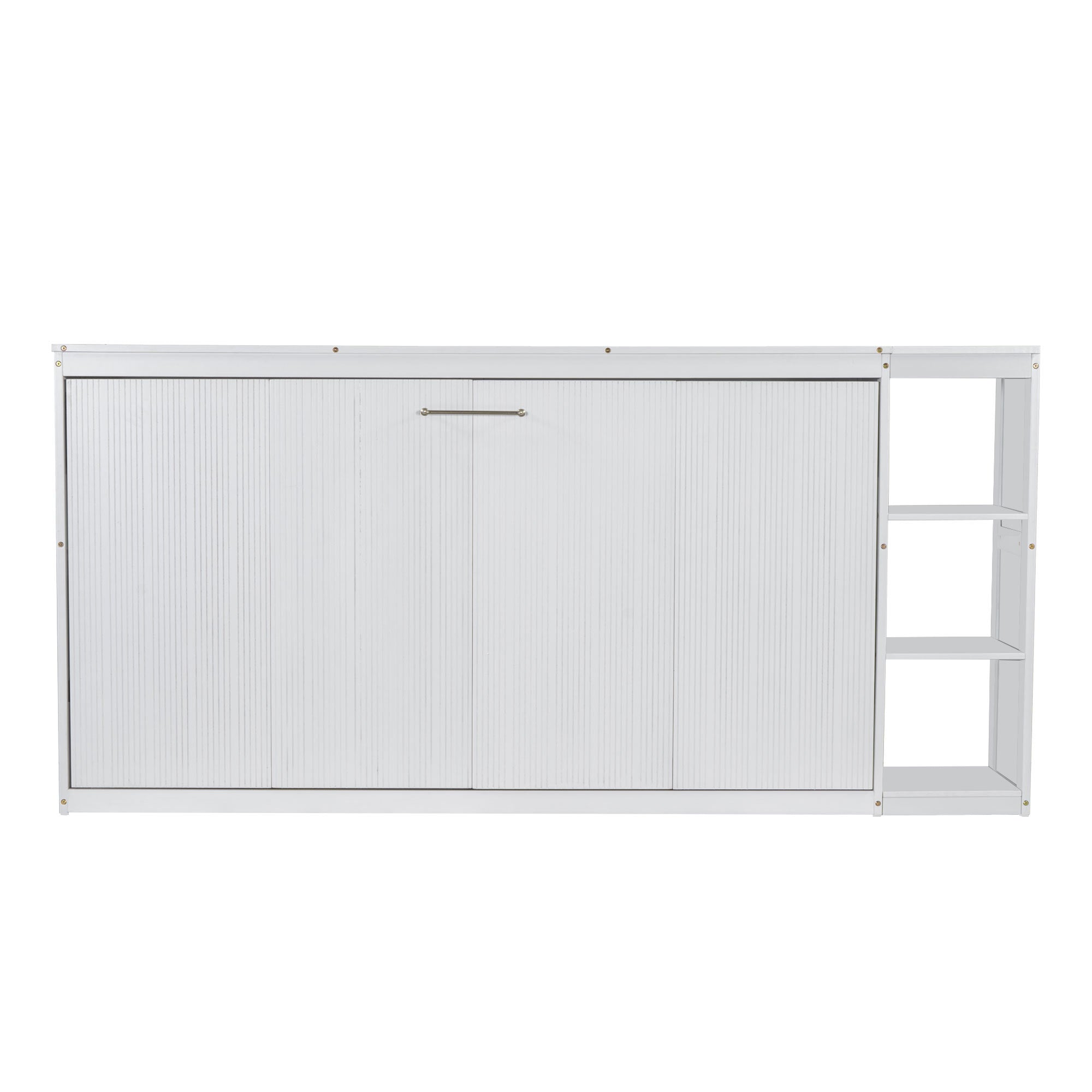 Twin Size Murphy Bed with Bookshelf, White