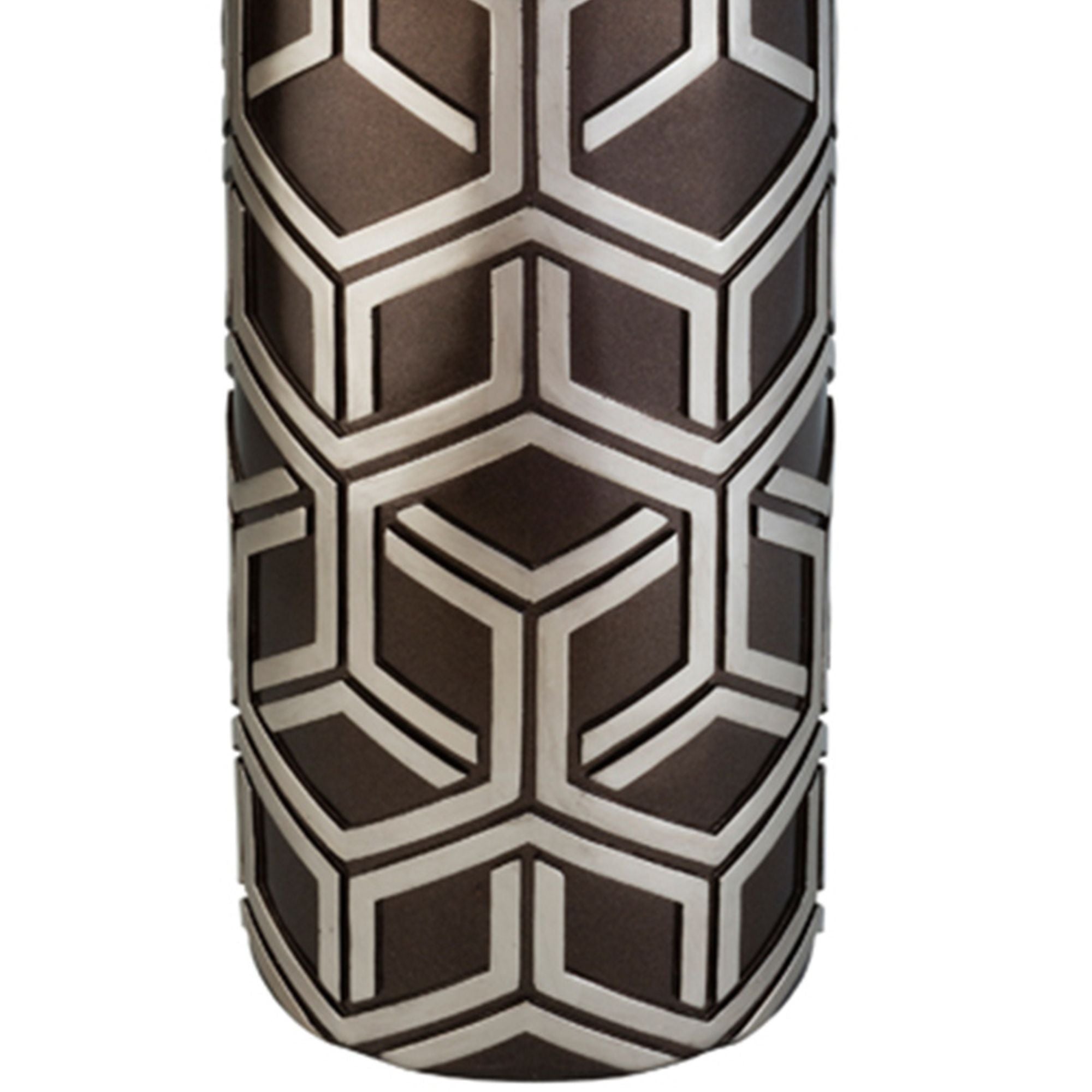 22" Tall Polyresin Decorative Vase, Weave Chestnut Silver Design
