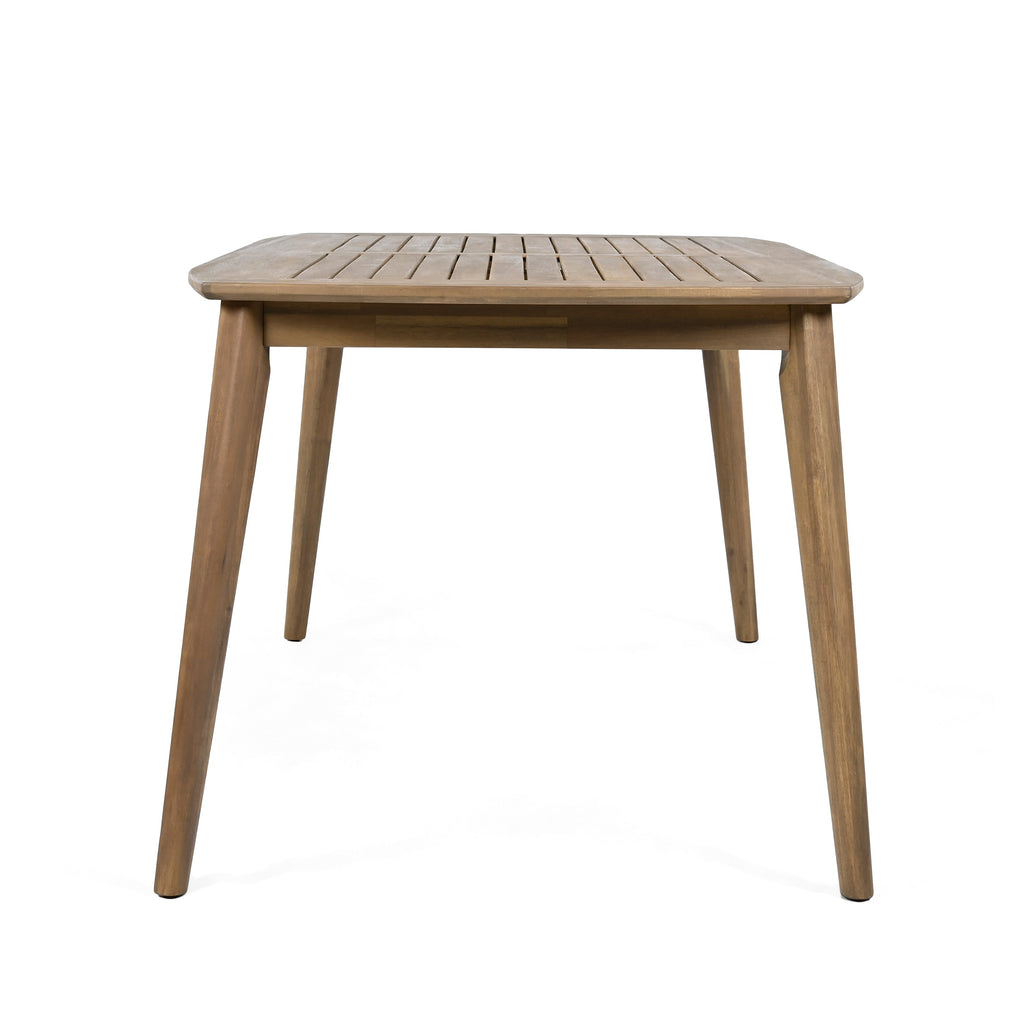 Acacia Wood Dining Table 8-Person Outdoor Table, Farmhouse Furniture for Patio, Garden, Backyard, Light Brown 180 LBS Weight Capacity 70.75'L