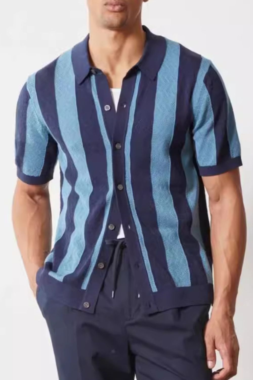 Striped Button Down Short Sleeve Shirt