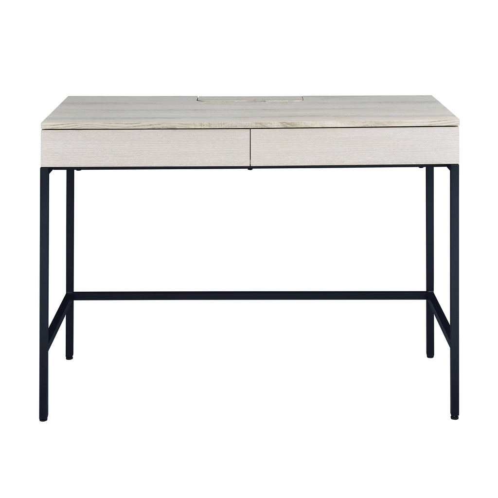 Natural and Black Writing Desk with 2 Drawers