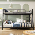 Twin Over Full Bunk Bed, Metal Bunk Bed Frame with Ladder, Safety Rail & Steel Slats, Space-Saving Bunk Beds for Kids Teens Adults, Noise Free for Dorm Bedroom, No Box Spring Needed