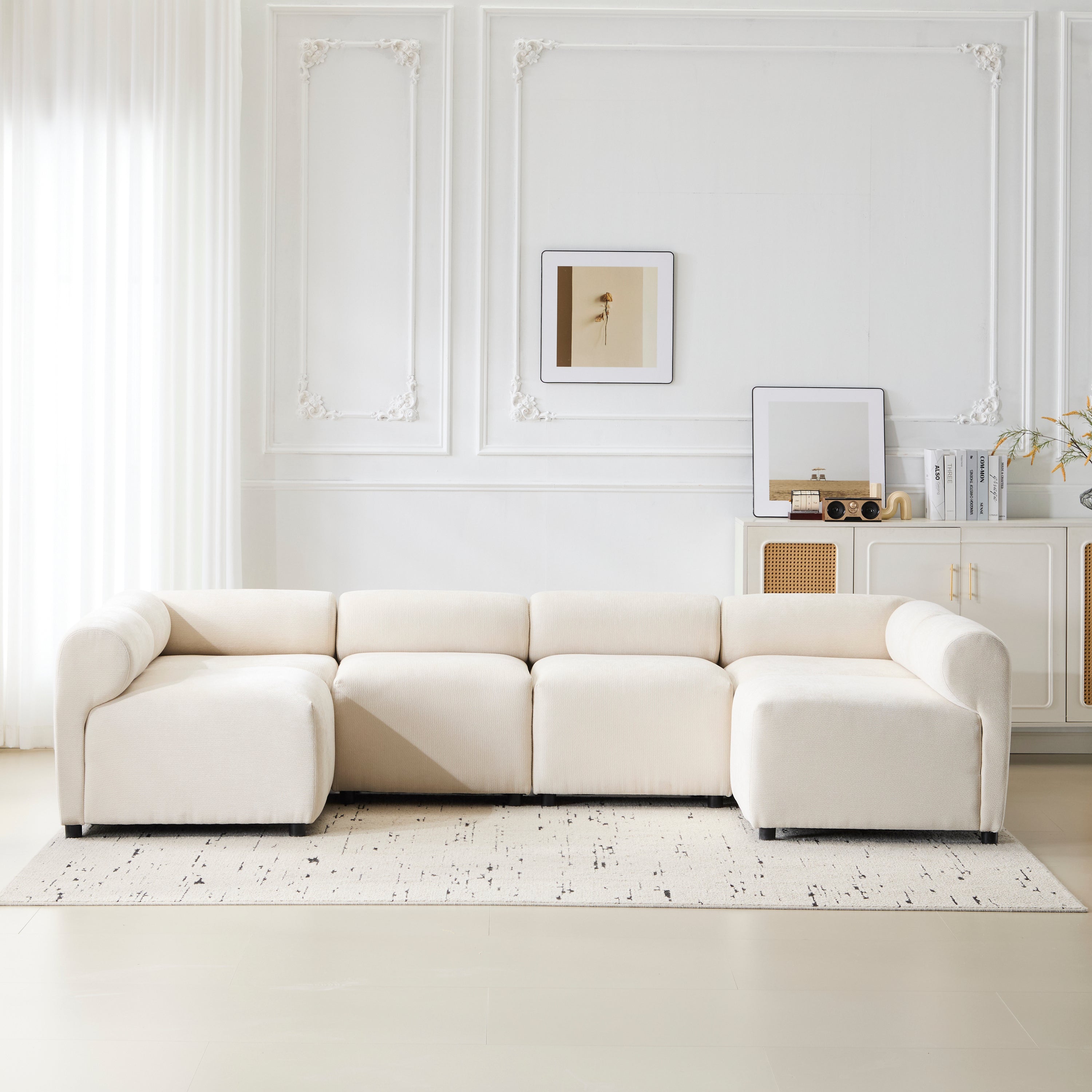 Evelyn 114 in.6-Piece U Shaped Modular Free Combination Sectional Sofa Couch for Living Rooms