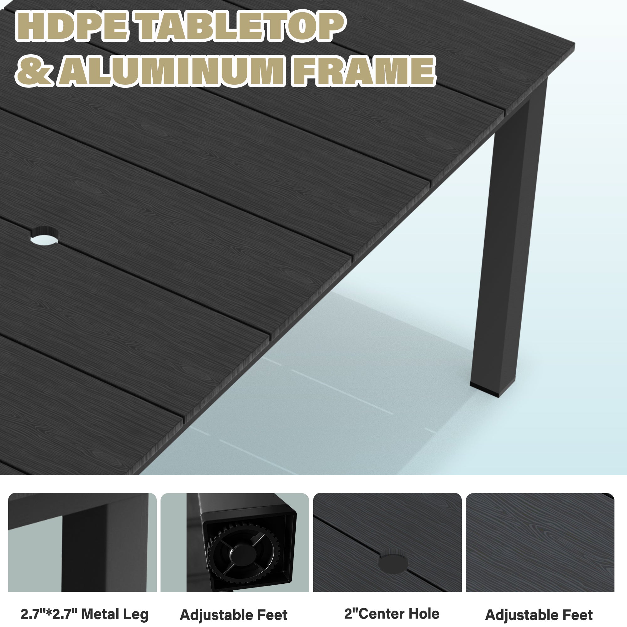 A single outdoor dining table that can be used in multiple scenarios
