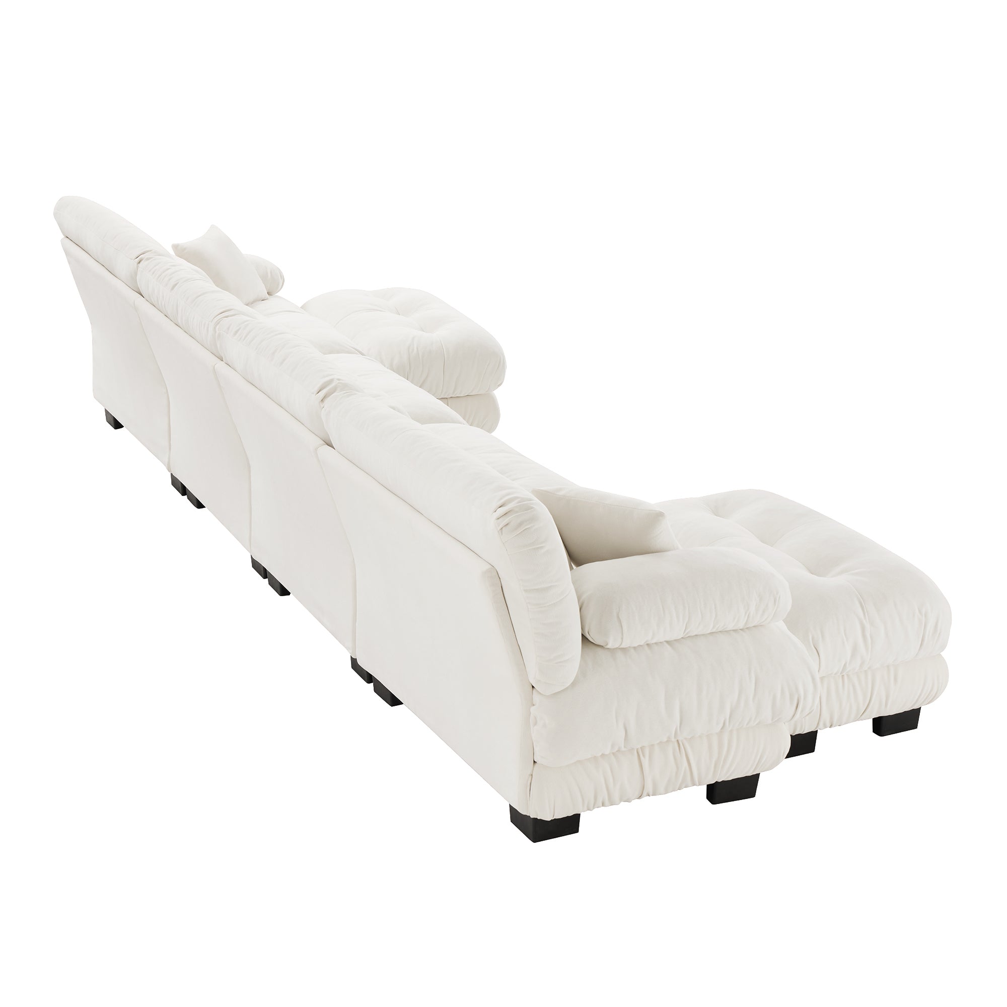 Free Combination Modular Sectional Sofa,U Shaped Couch for Living Room, 4-Seater Comfy Cloud Couch with 2 Ottomans, Chenille White