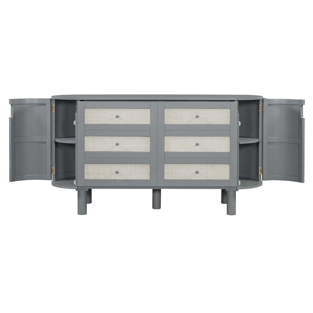 Full Murphy Bed with Hidden Storage & Modern Woven Design,Gray