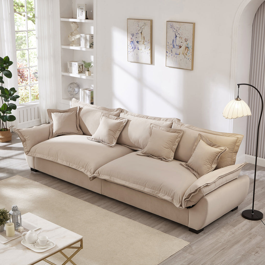 Modular Sectional Sofa, Sailing Design Sofa with Storage, Removable Backrest, Modern Deep Seat Sofa with Throw Pillows for Living Room Bedroom Apartment,Light Khaki