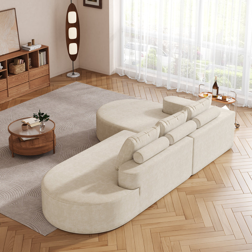 Modern Curved sofa ,Chenille Upholstered Sectional Sofa Couch Set,Modular 108.5' L Shaped Sectional Living Room Sofa Set With 3 Pillows,Free Combination Sofa Couch for Living Room,Bedroom