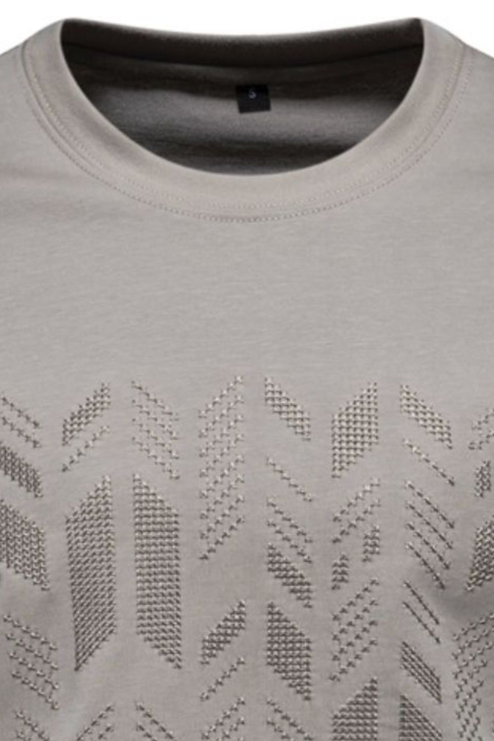 Round Neck Geometric Embroidered T-Shirt