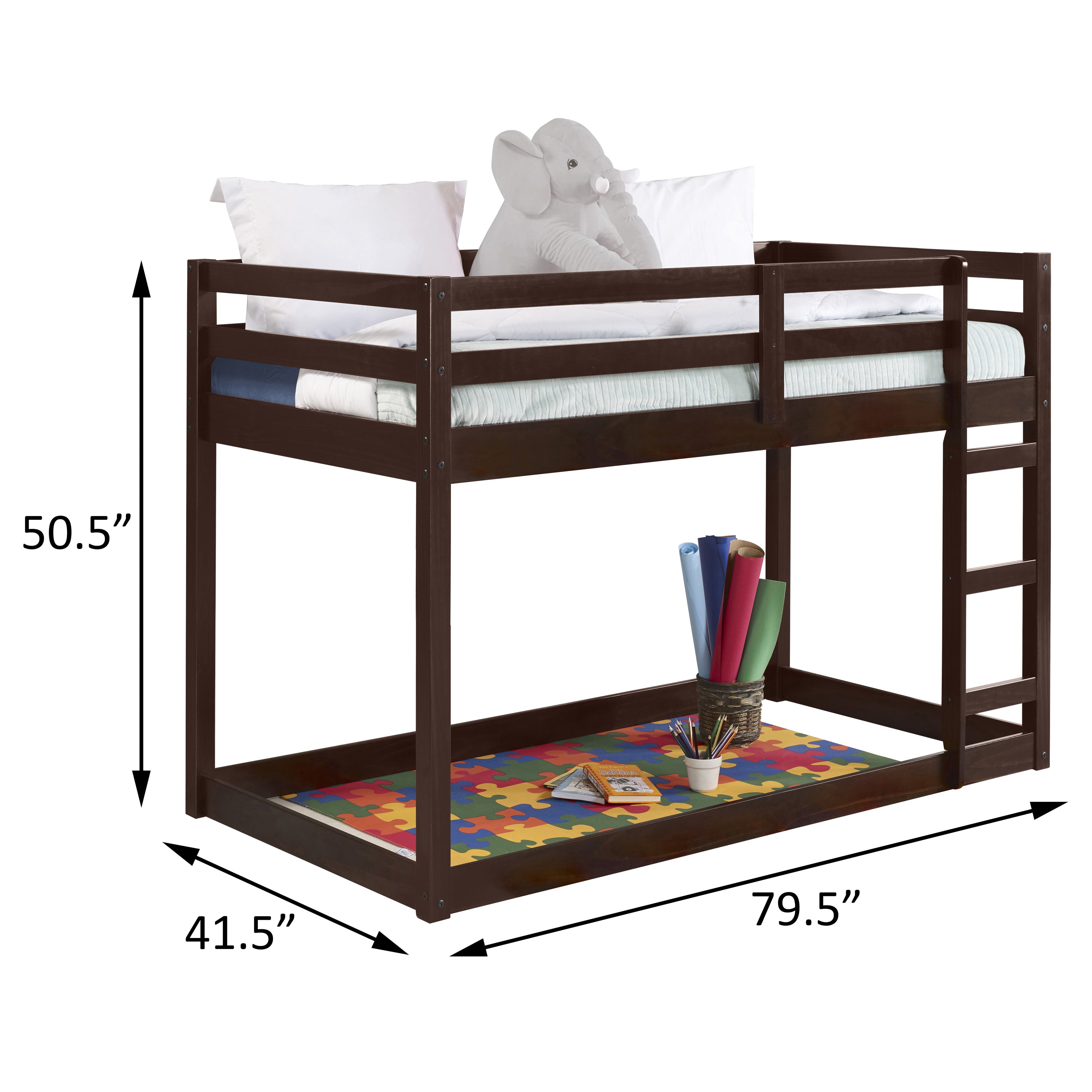 Espresso Twin Loft Bed with Ladder
