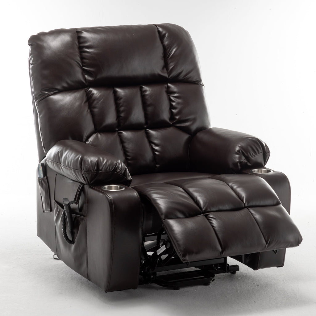 Lift Chair for Big and Tall Person with Inconvenient Legs: High Density Foam Lift Sofa with Heat and Massage, 2 Pockets, 2 Cup Holder, 2 Remote, OKIN Motor