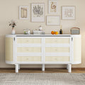 Queen Murphy Bed with Hidden Storage & Modern Woven Design,White