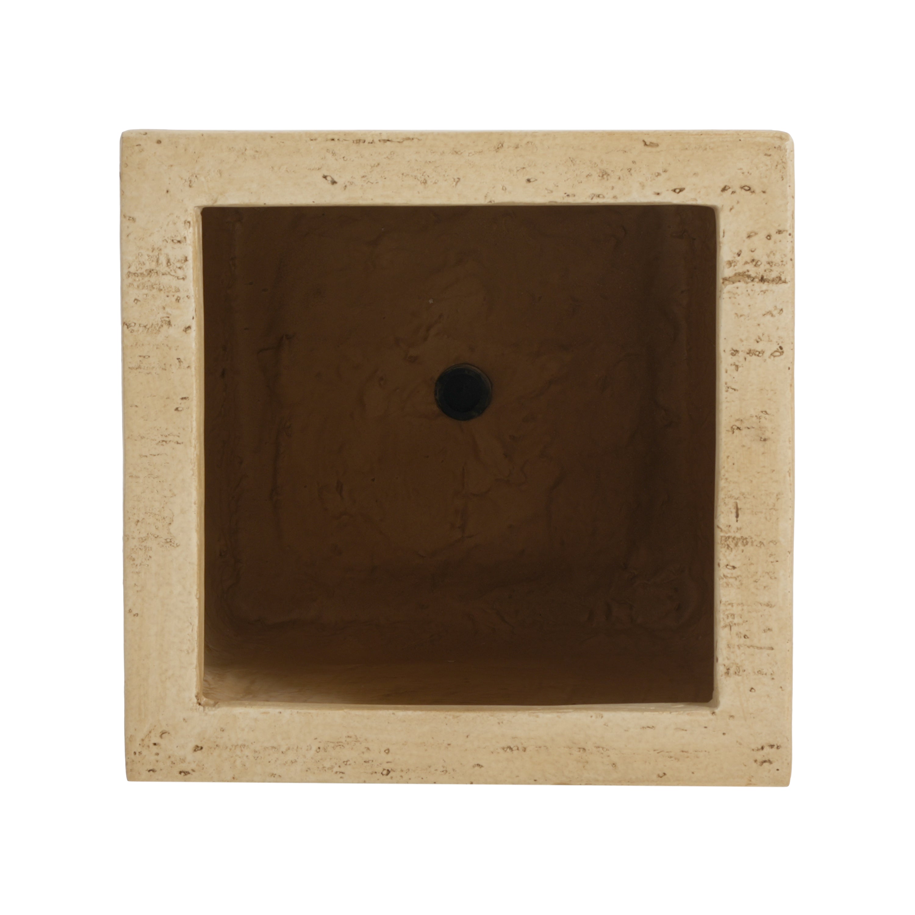 Handmade Travertine Planter Box, Antique Brown, Magnesium Oxide, 19.75'H