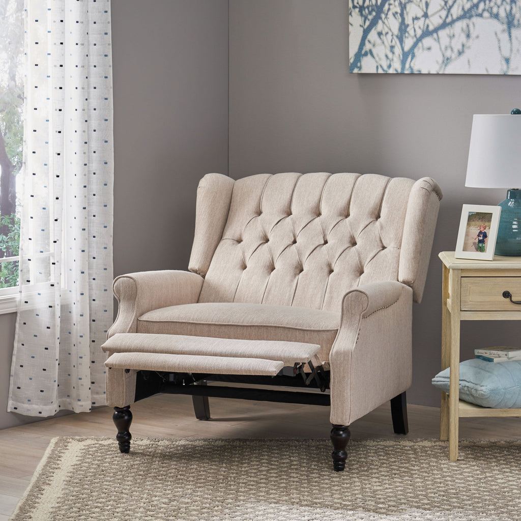 Push Back Recliner Chair Fabric Lounge Armchair Pushback Recliner with Rivet Decoration Wingback Single Sofa Chair with Padded Seat for Living Room, Bedroom 33.25D x 37.75W x 42.5H in