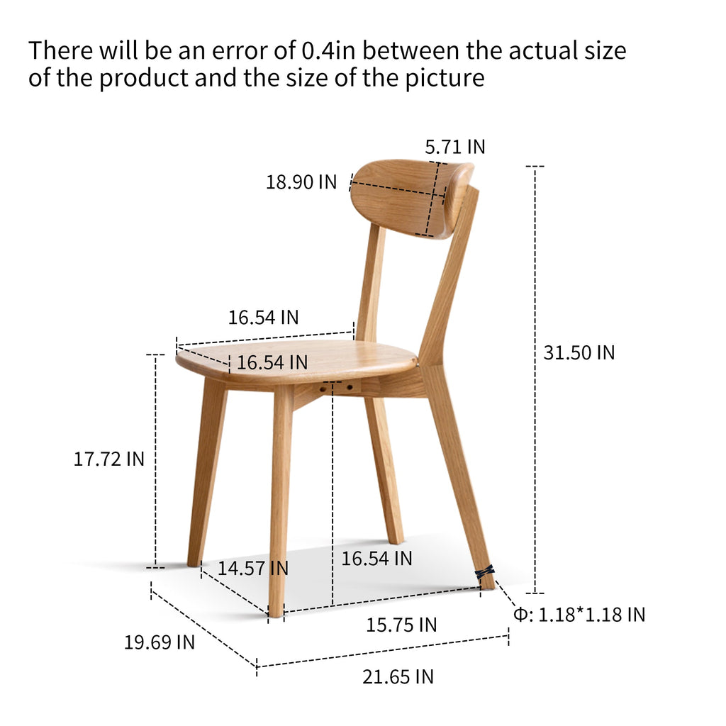 FAS Grade Oak Dining Chair Natural Wood Made in North America Solid and Simple Design 46.5 * 54 * 80cm