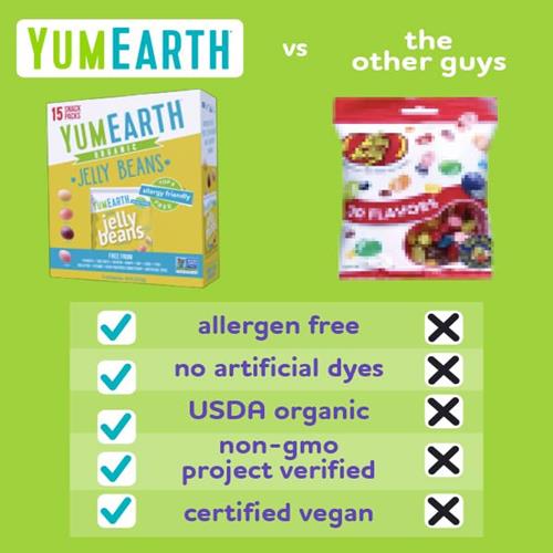 Yumearth Organic Jelly Beans - Fruity Candy Snack Packs, Gluten Free Snacks For Kids - Allergy Friendly, Non-Gmo, No Artificial Flavors Or Dyes - Assorted Flavors, 7.5 Oz. (Pack Of 15)