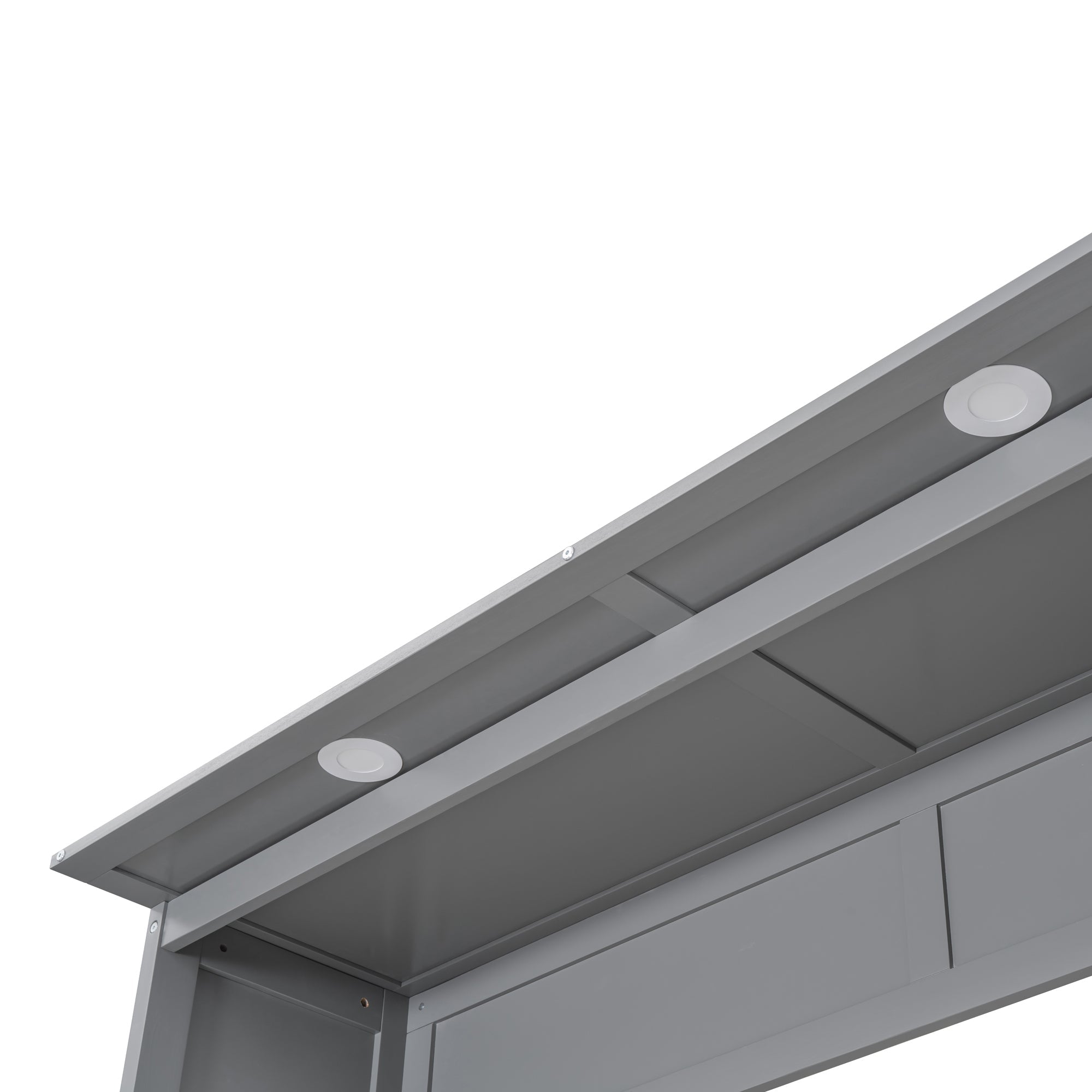 Queen Size Murphy Bed Wall Bed with Shelves, Drawers and Lights,Gray(OLD SKU:LP000566AAE-1)