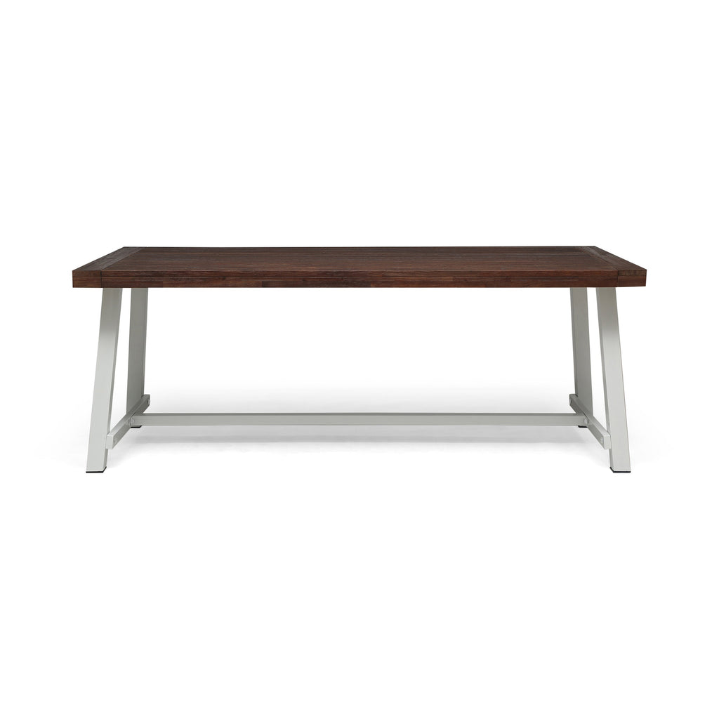 Equilibrium Outdoor Dining Table with Slat Top, Dark Brown