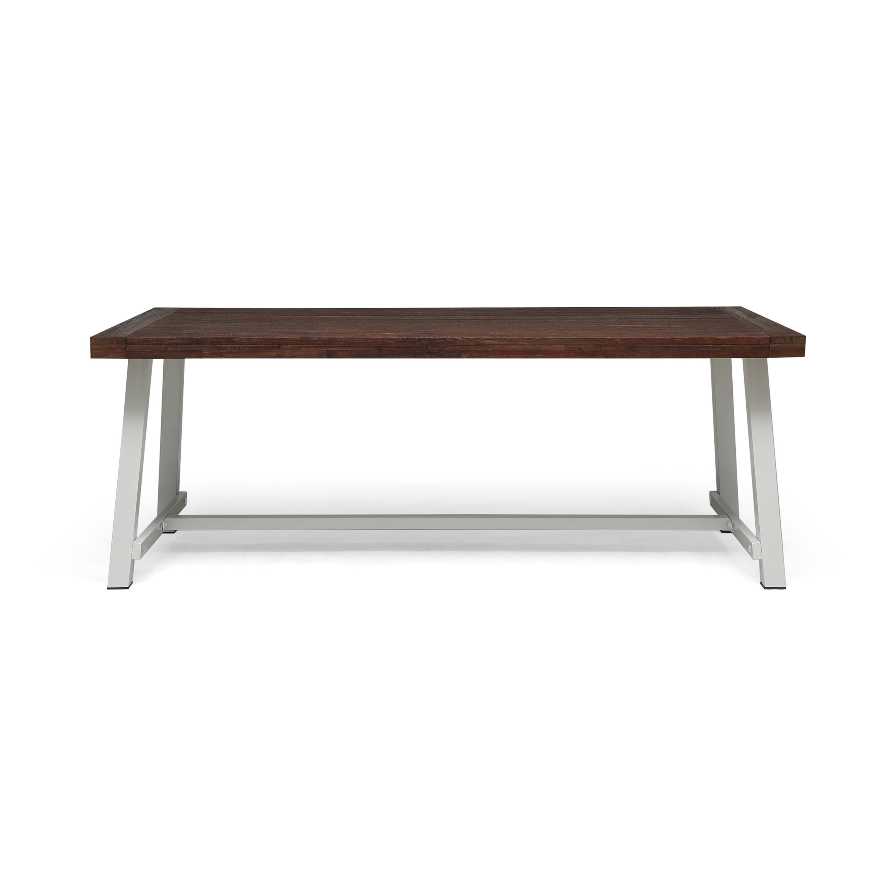 Equilibrium Outdoor Dining Table with Slat Top, Dark Brown