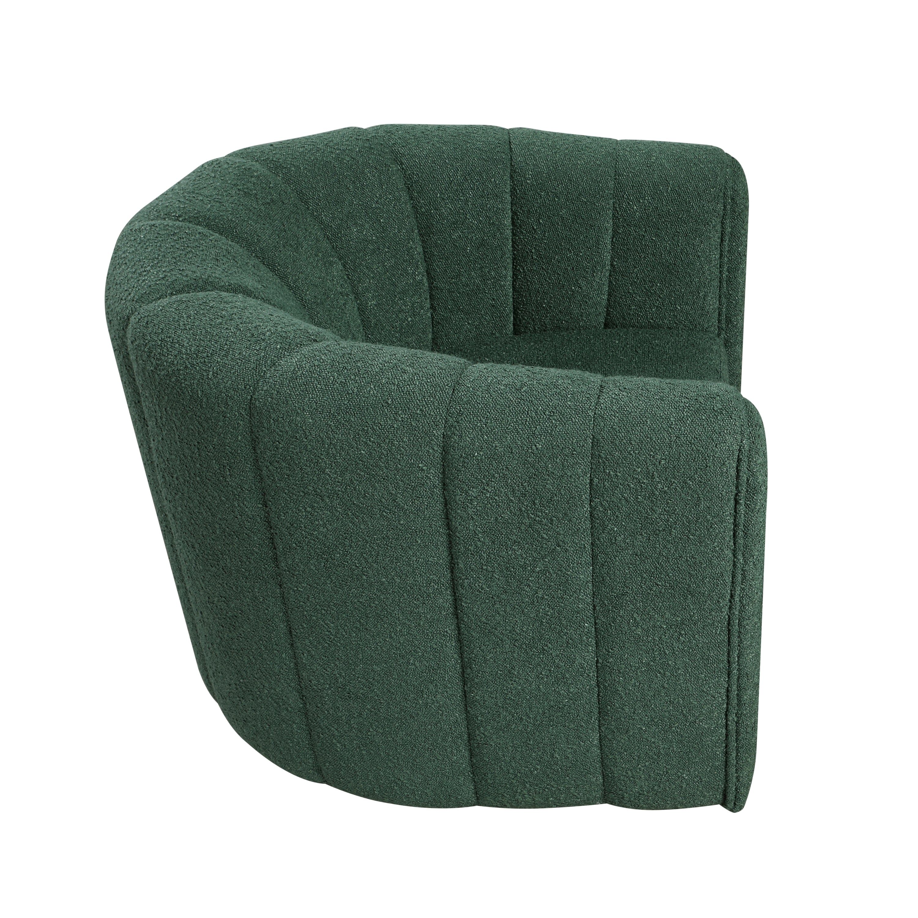 Modern Contemporary Swivel Chair with Ottoman Green Boucle Fabric Upholstery Solid Wood Living Room Furniture