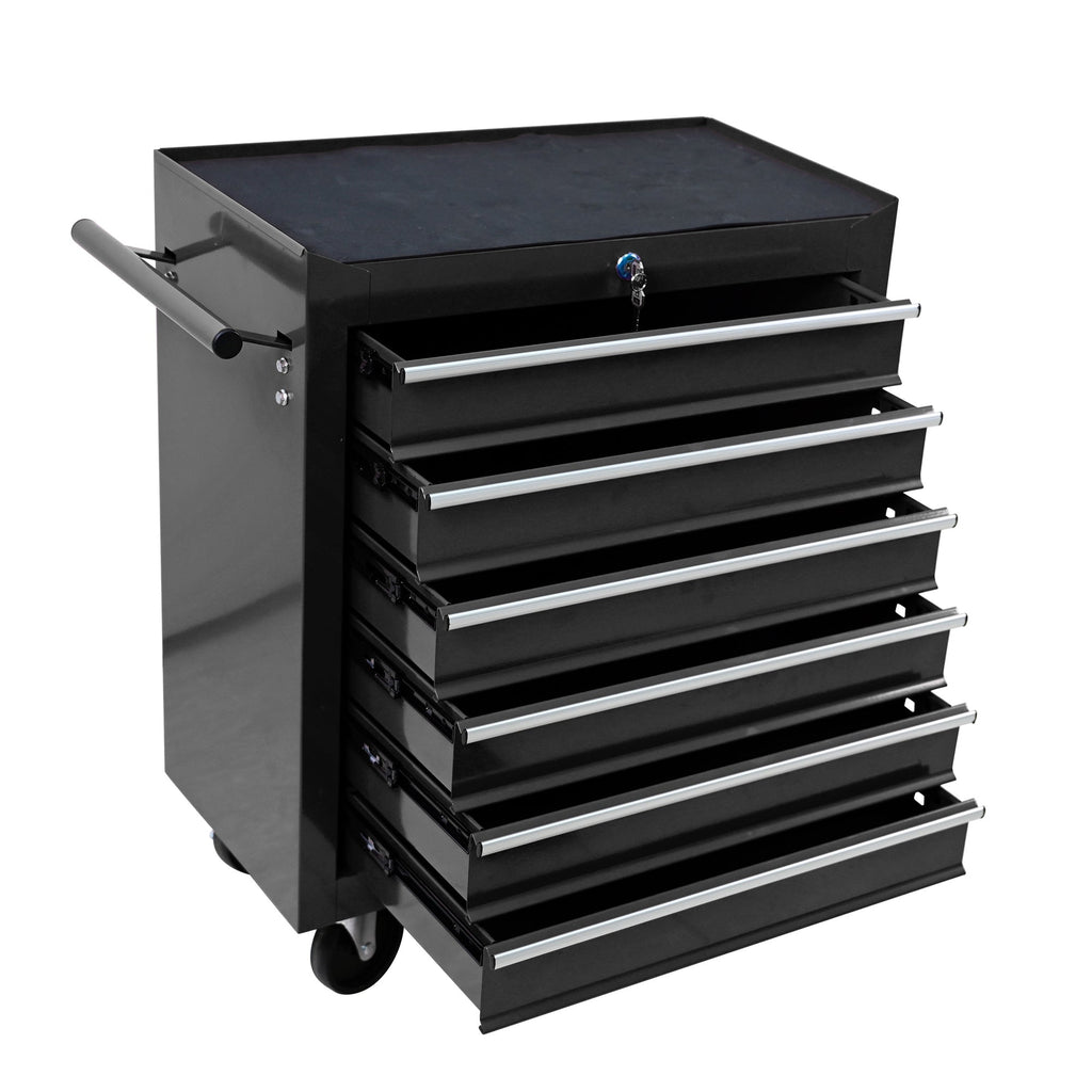 Rolling Tool Chest, 6-Drawer Tool Box with Wheels, Heavy Duty Industrial Service Cart Storage Organizer with Locking System, Rolling Tool Box Organizer Tool Case for Garage, Repair Shop - Black