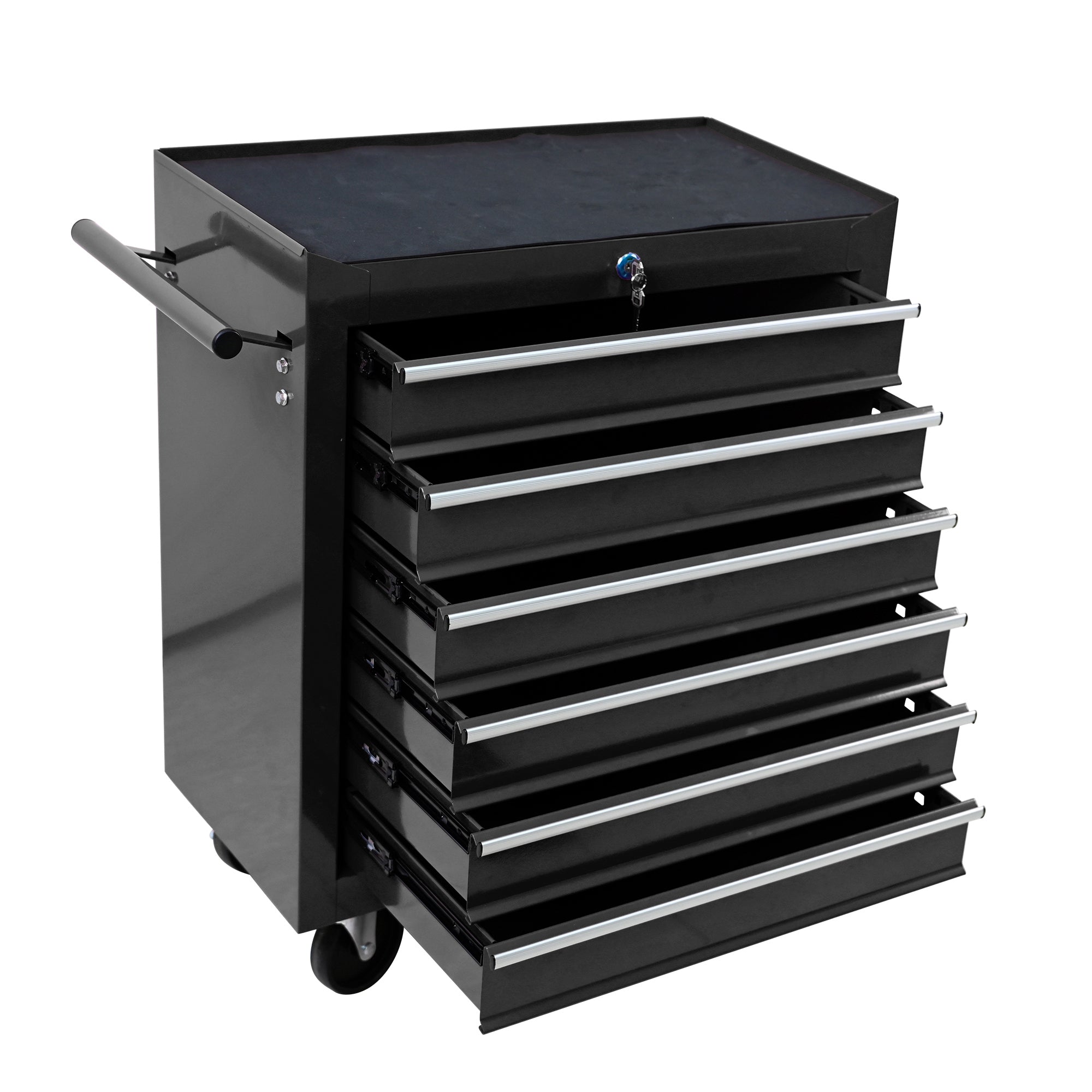 Rolling Tool Chest, 6-Drawer Tool Box with Wheels, Heavy Duty Industrial Service Cart Storage Organizer with Locking System, Rolling Tool Box Organizer Tool Case for Garage, Repair Shop - Black