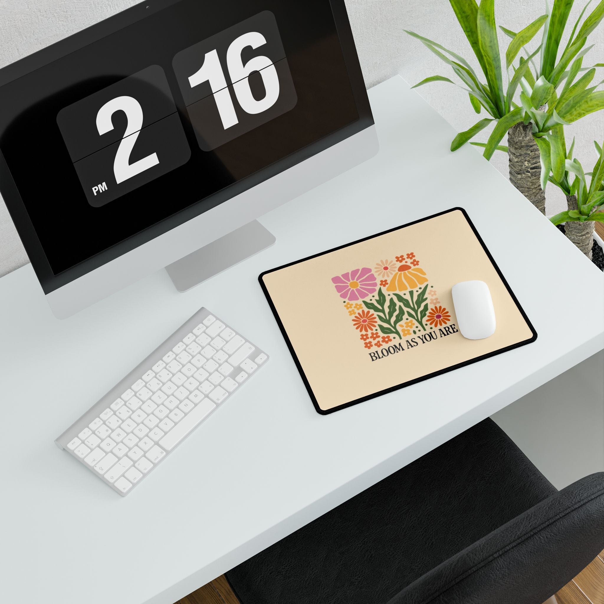 Bloom As You Are Floral Desk Mat | Earthy Botanical Mouse Pad for Cozy Workspaces