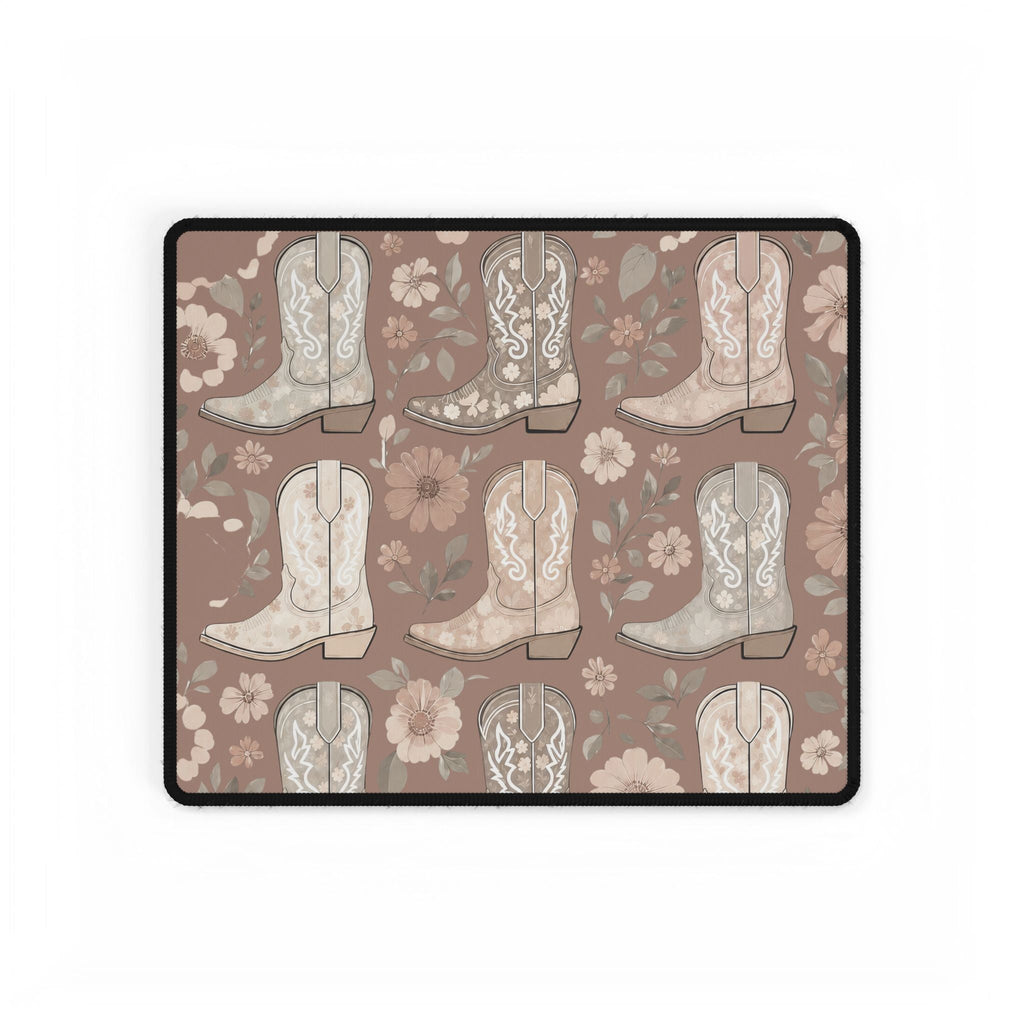Cowgirl Boot Desk Mat | Western Floral Boho Mouse Pad for Country-Chic Workspaces