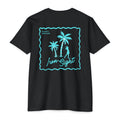 Beachfront Golf Club Stamp T-Shirt — Female Golfer Tropical Iron Sight Design
