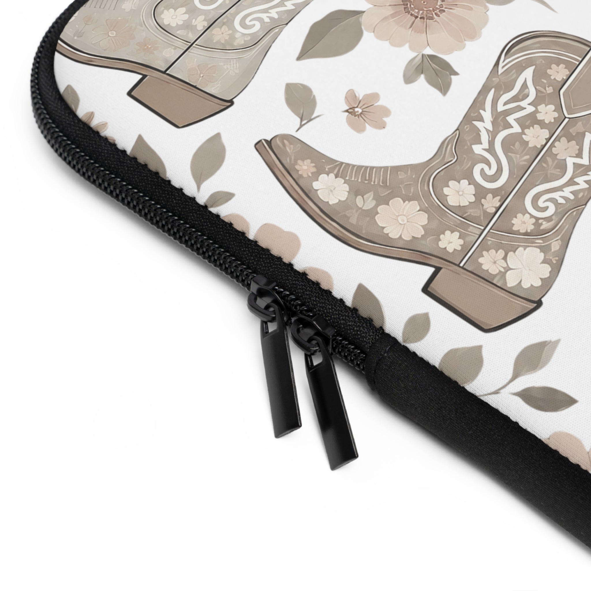 Neutral Cowboy Boot Laptop Sleeve | Tan Western Floral Tech Cover
