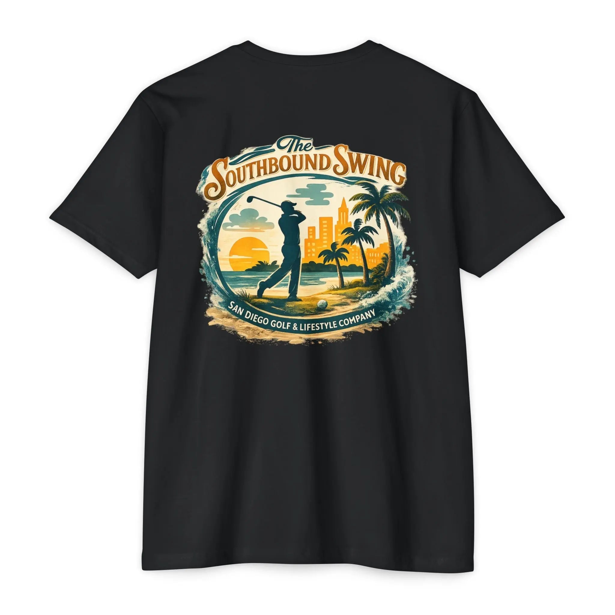 Golf Sunset T-Shirt — "The Southbound Swing" San Diego Golf Graphic
