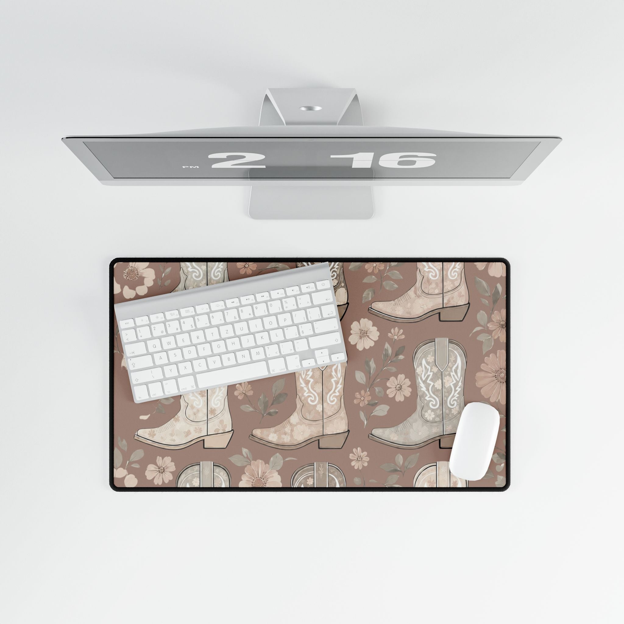 Cowgirl Boot Desk Mat | Western Floral Boho Mouse Pad for Country-Chic Workspaces