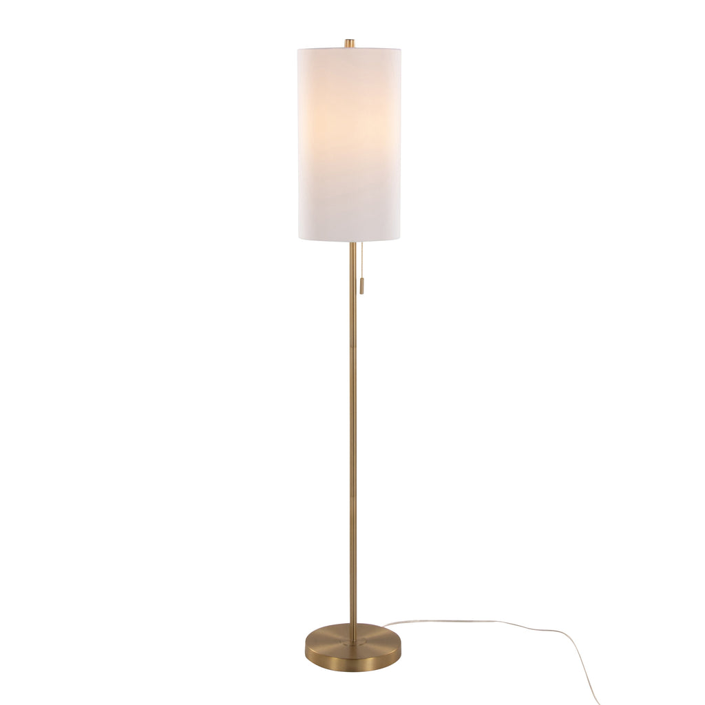 Bounty 62' Contemporary Metal Floor Lamp in Gold Metal with White Linen Shade from Grandview Gallery by LumiSource