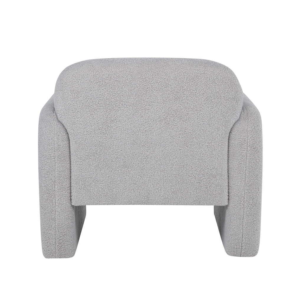 Stylish and Minimalist Teddy Fleece Single Sofa Chair with Arms and Pillow, Armchair, Accent Chair for Living Room, Bedroom, Study,Grey