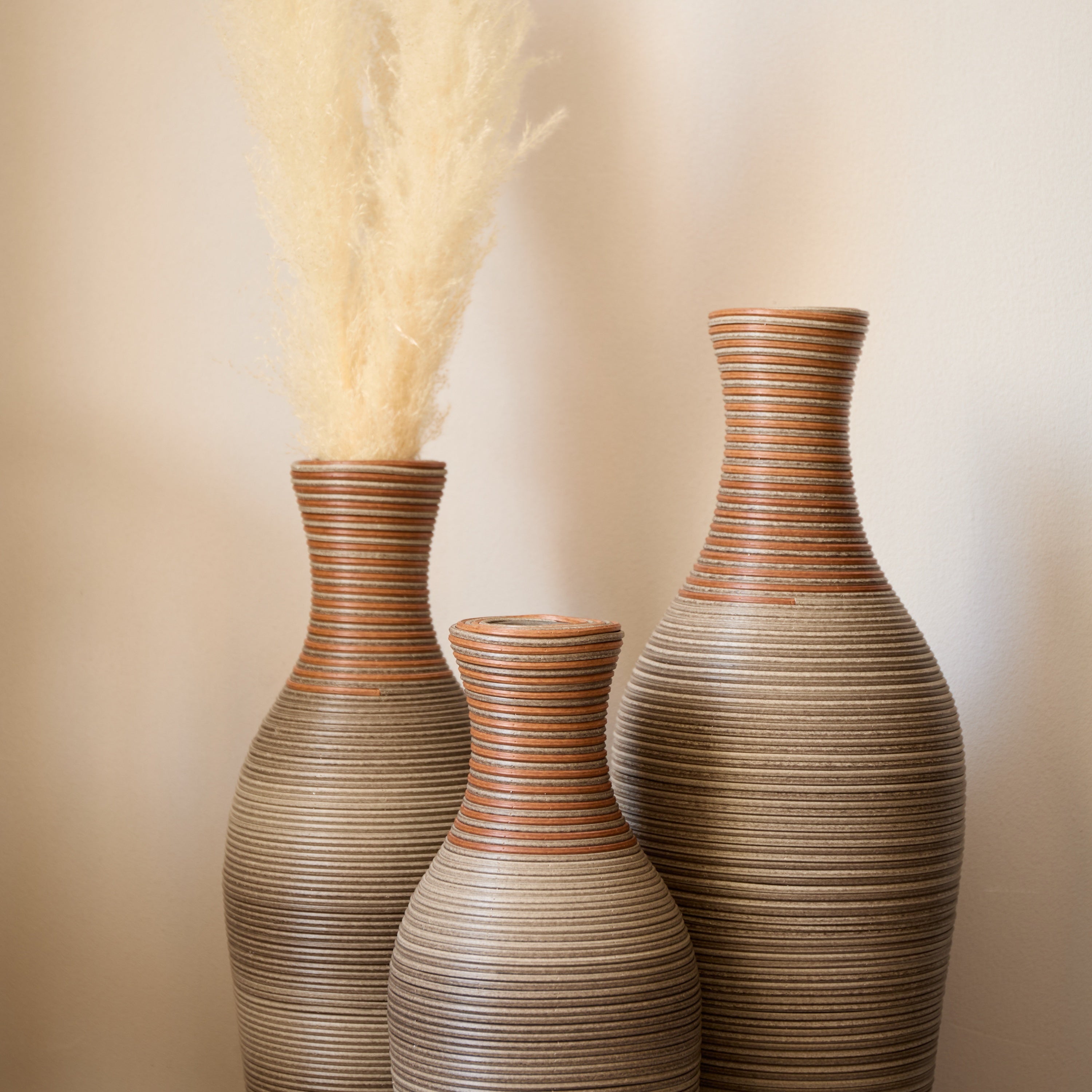 Desktop Vase, Brown Decorative Floor Vase, Classic and Neat Floor Vase, High Independent Flower Stand, Artificial Vine Vase, PVC Floor Vase, Home Decoration Flower Stand Set of 3 pieces