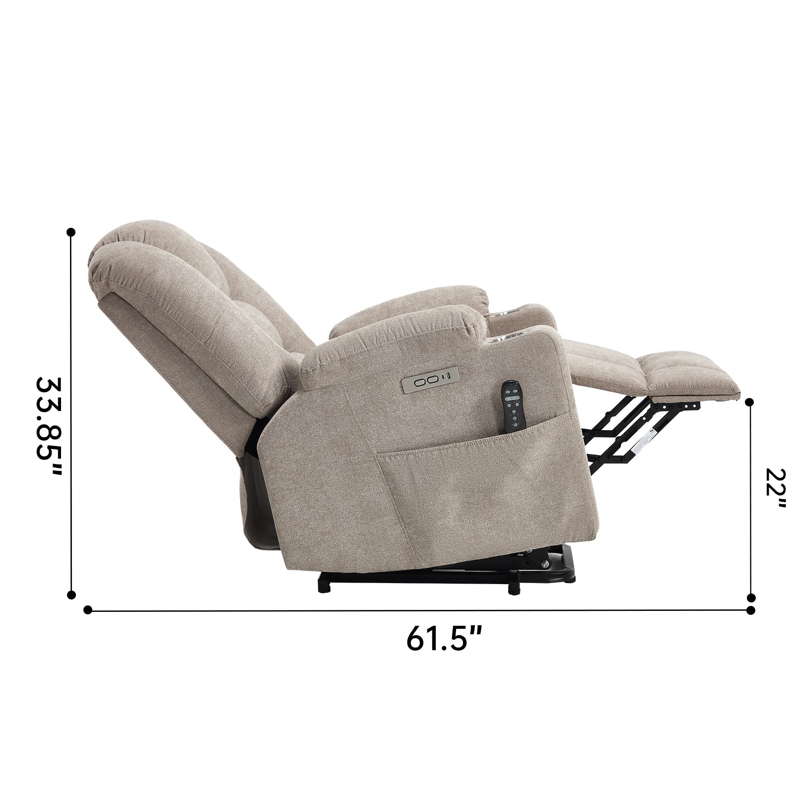 Power Lift Recliner Chair with Massage and Heat for Elderly, Overstuffed Wide Recliners, Heavy Duty Motion Mechanism with USB and Type C Ports, 2 Steel Cup Holders, Khaki