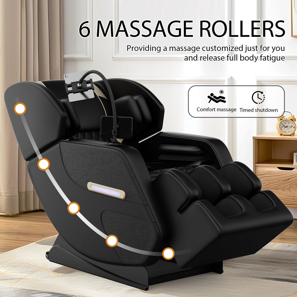 2025 Massage Chair Recliner with Zero Gravity, Full Body Air Pressure, Black, PU Leather