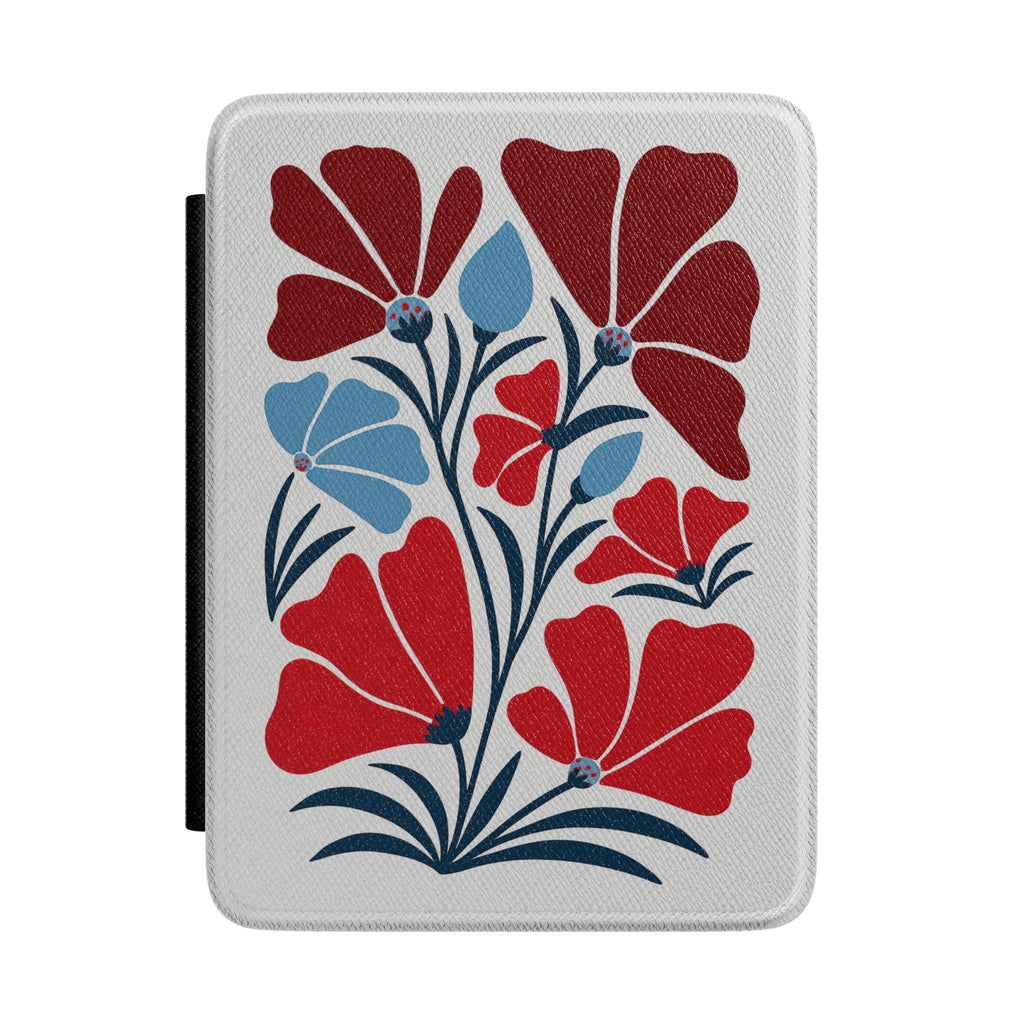 Red and Blue Poppy Kindle Paperwhite Case | Vintage Floral E-Reader Cover
