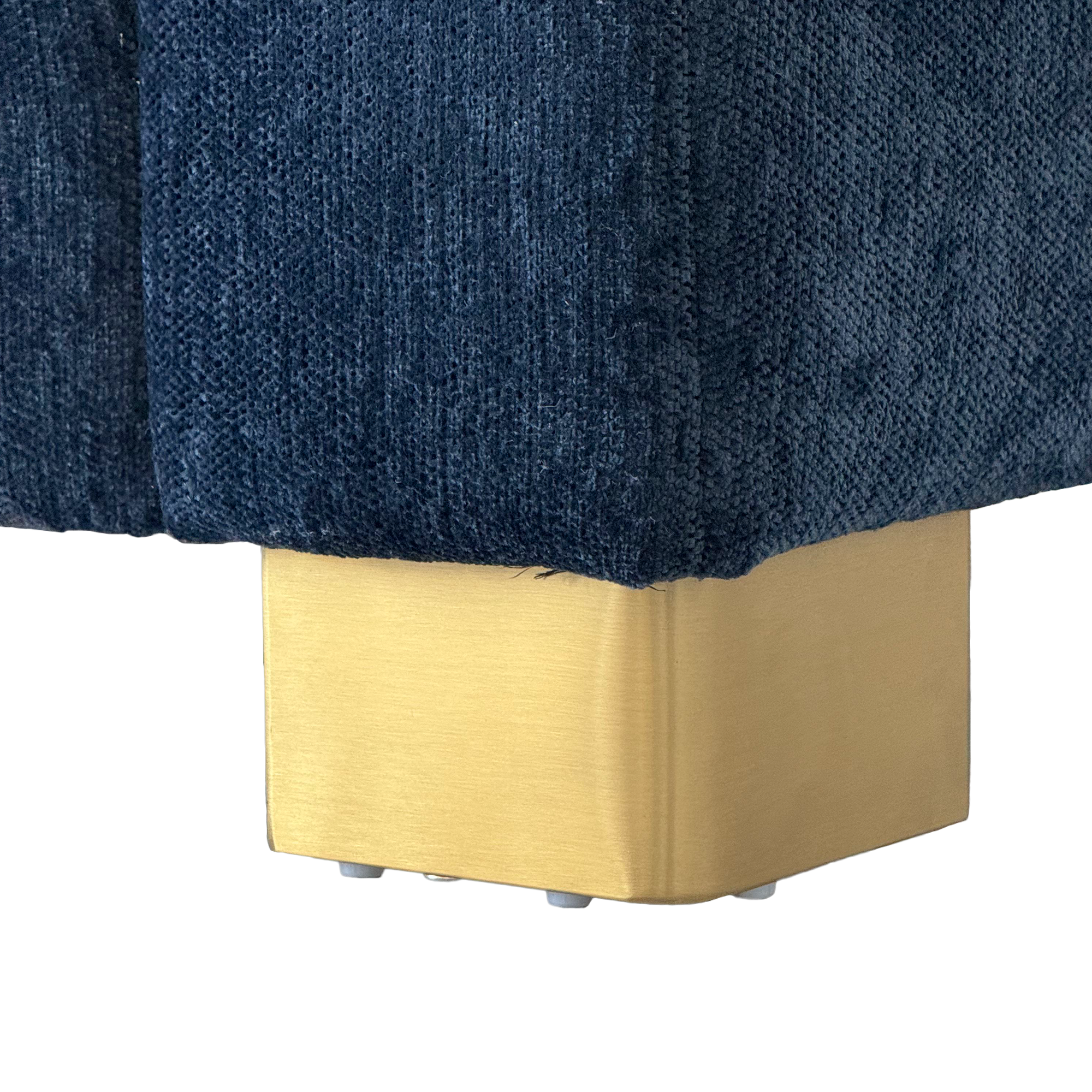 FX-P54-RB SOFA  Retro Blue Chenille Upholstered Couch, Wide-Arm 3-Seater with Custom Stainless-Steel Legs & Tufted Seat  Modern Living Room Sofa for Comfort & Style