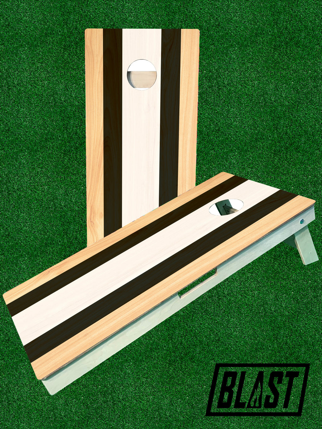 Black & White Striped Cornhole Boards