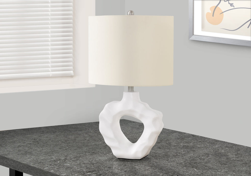 Lighting, 25'h, Table Lamp, Cream Resin, Ivory / Cream Shade, Modern