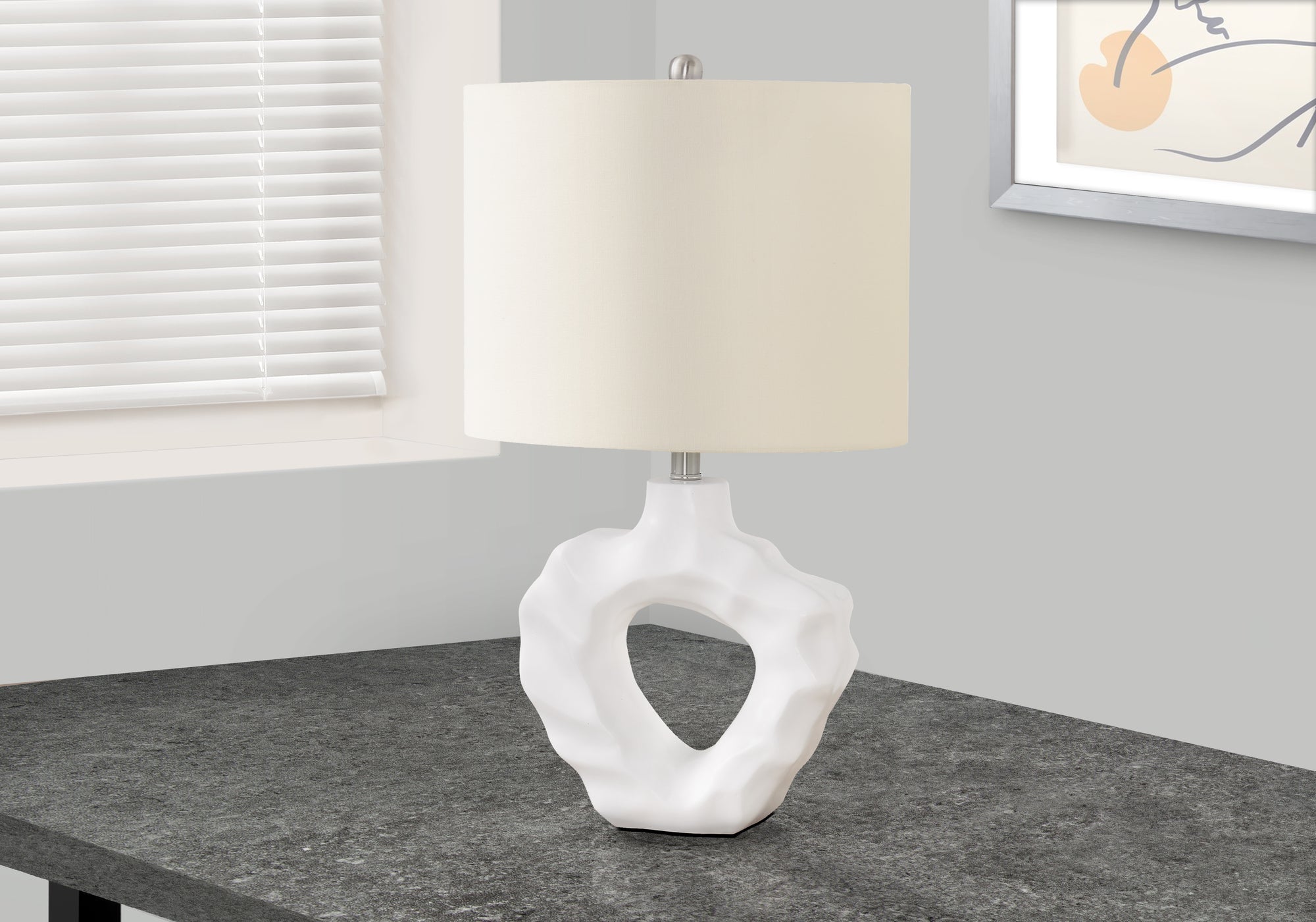 Lighting, 25'h, Table Lamp, Cream Resin, Ivory / Cream Shade, Modern