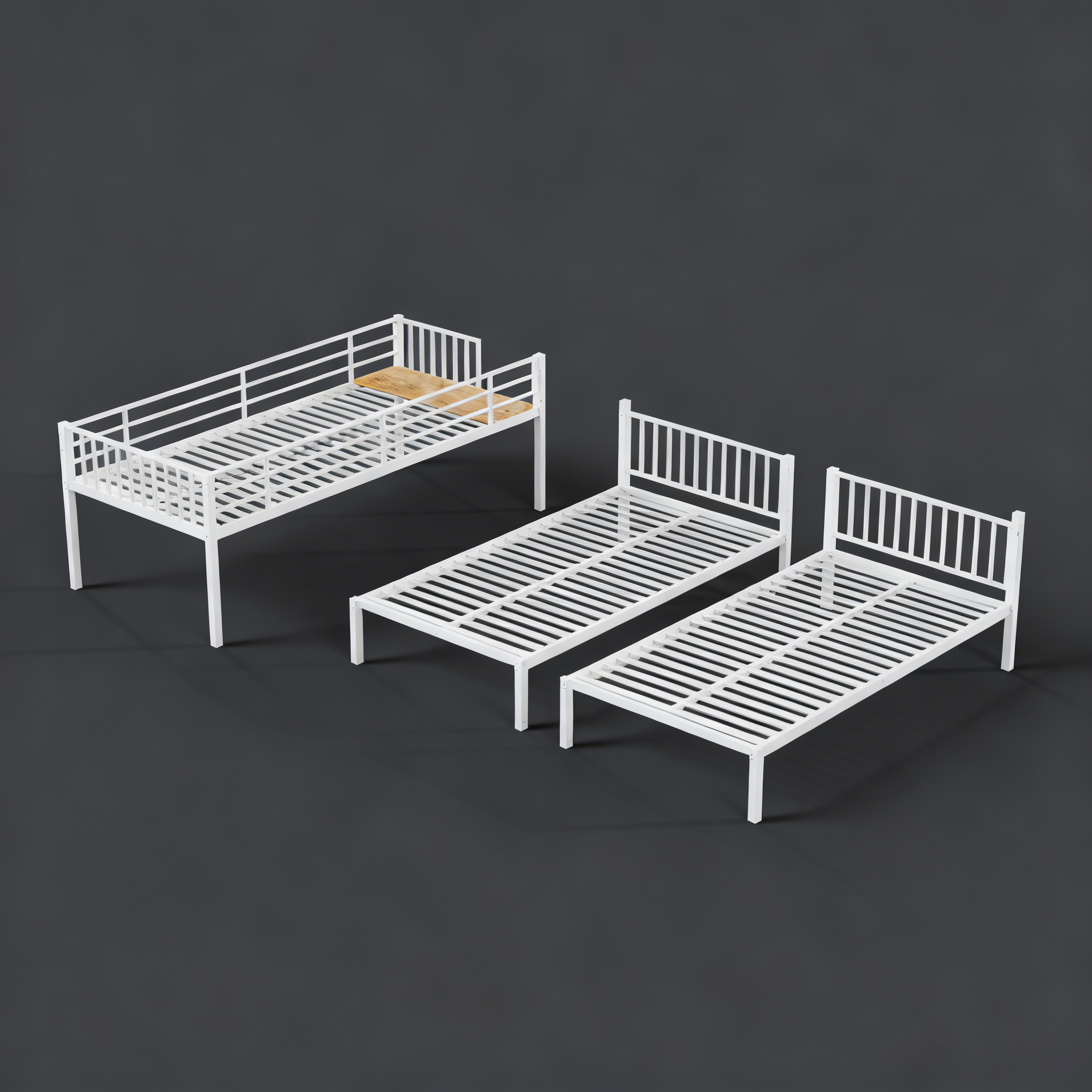 Triple Bunk Bed for Kids,3 Bed Bunk Beds for 3,Metal Triple Bunk Beds,Separates Into 3 Twin Beds,Noise Reduced Structure,White