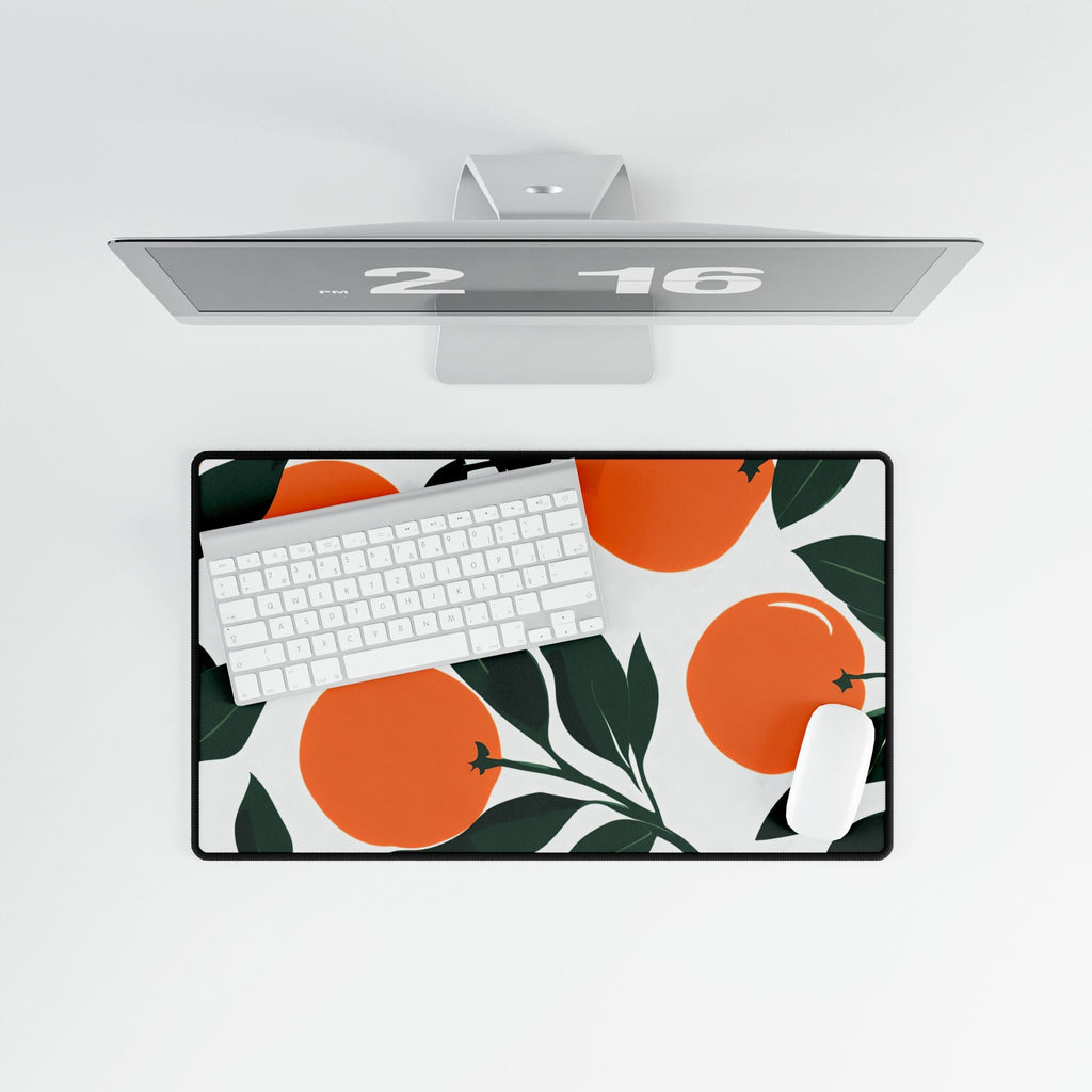 Orange Citrus Desk Mat | Retro Mediterranean Botanical Mouse Pad