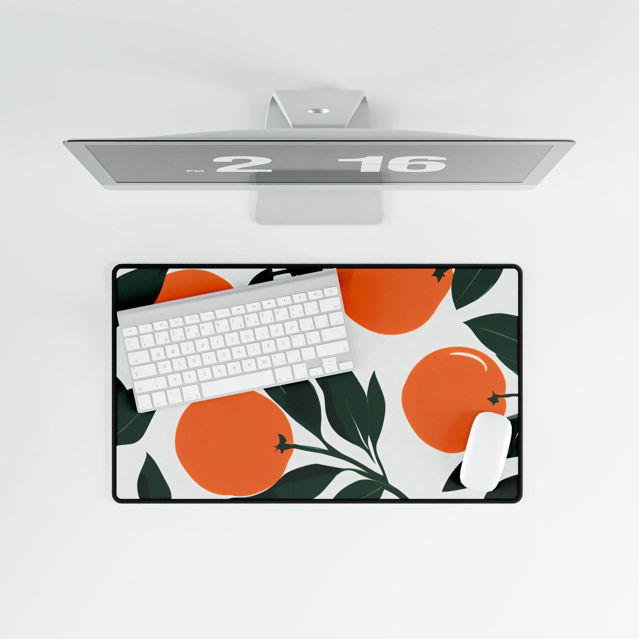 Orange Citrus Desk Mat | Retro Mediterranean Botanical Mouse Pad